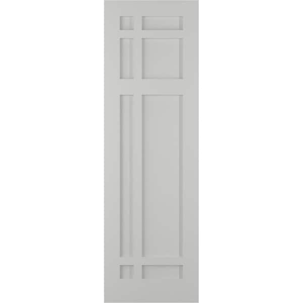 Ekena Millwork True Fit PVC San Juan Capistrano Mission Style Fixed Mount Shutters, Hailstorm Gray, 15W x 41H, PR - TFP001SJ15X041ST