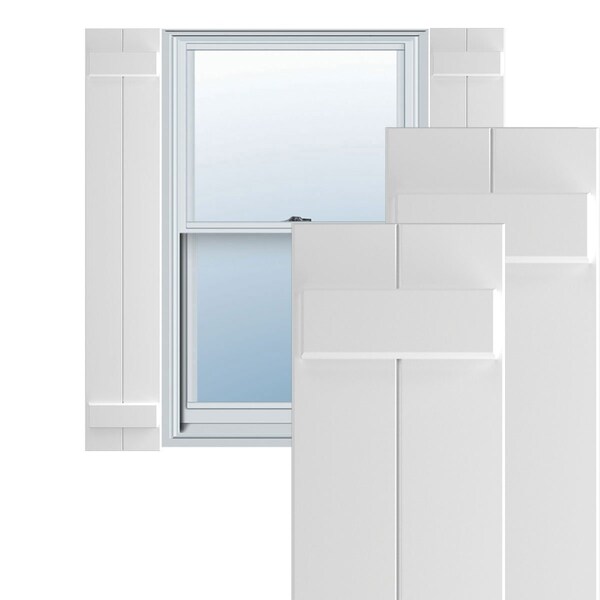 Ekena Millwork True Fit PVC Two Board Joined Board-n-Batten Shutters, Unfinished, 10 3/4W x 65H, PR - TFP101BBF11X065UN