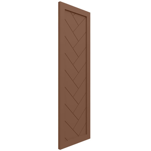 Ekena Millwork True Fit PVC Single Panel Herringbone Modern Style Fixed Mount Shutters, Burnt Toffee, 15W x 62H, PR - TFP001HB15X062BT
