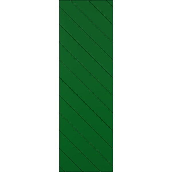Ekena Millwork 15W x 74H True Fit PVC Diagonal Slat Modern Style Fixed Mount Shutters, Viridian Green, PR - TFP001DG15X074HG