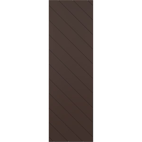 Ekena Millwork 12W x 27H True Fit PVC Diagonal Slat Modern Style Fixed Mount Shutters, Raisin Brown, PR - TFP001DG12X027TB