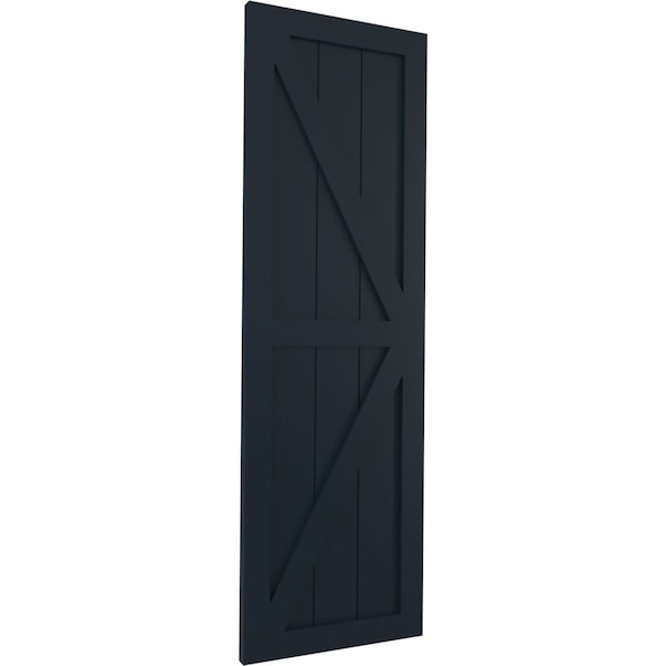 Ekena Millwork True Fit PVC Two Equal Panel Farmhouse Fixed Mount Shutters w/Z-Bar Starless Night Blue, 12Wx33H, PR - TFP102FH12X033OB