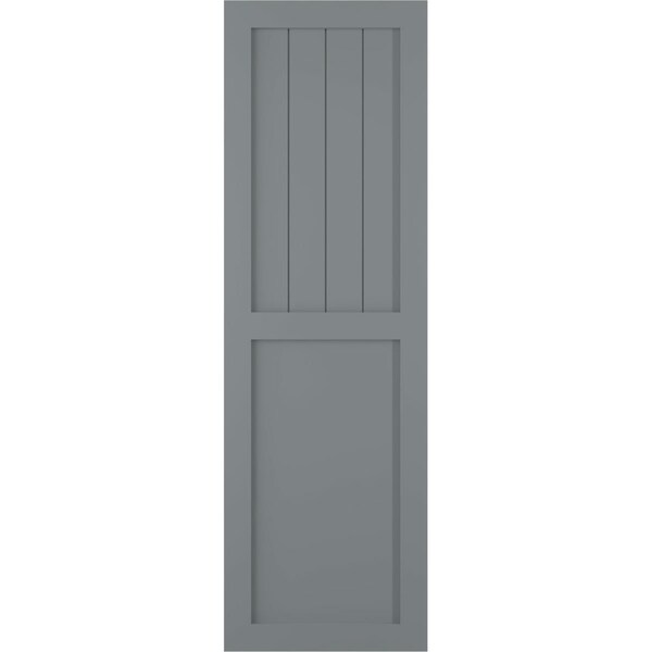 Ekena Millwork True Fit PVC Farmhouse/Flat Panel Combination Fixed Mount Shutters, Ocean Swell, 12W x 46H, PR - TFP101FC12X046CH