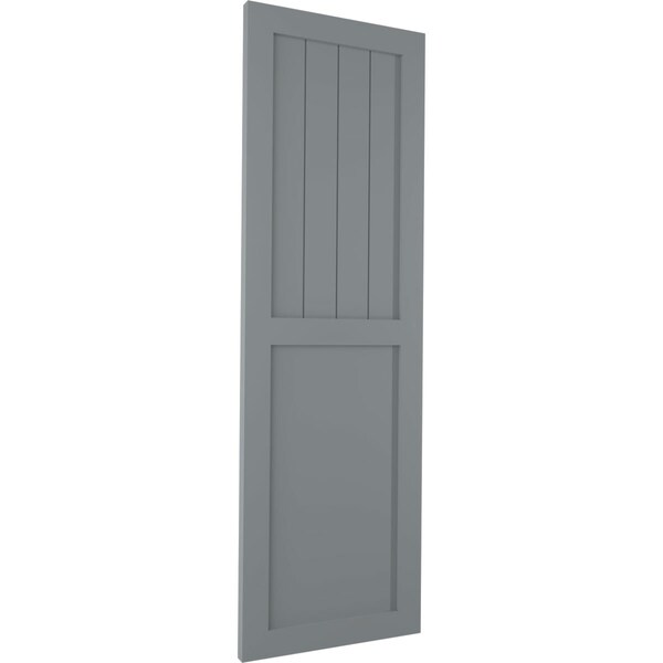 Ekena Millwork True Fit PVC Farmhouse/Flat Panel Combination Fixed Mount Shutters, Ocean Swell, 12W x 46H, PR - TFP101FC12X046CH