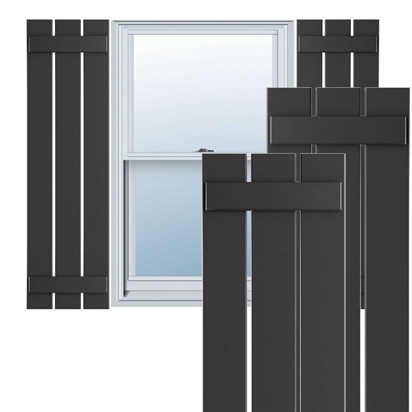 Ekena Millwork True Fit PVC, Three Board Spaced Board-n-Batten Shutters, Shadow Mountain , 17 1/8W x 66H, PR - TFP101SBF17X066SM