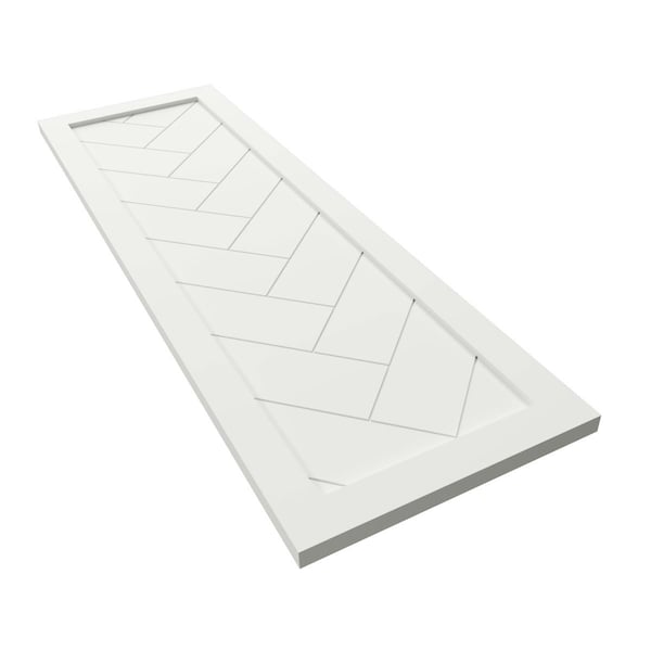 Ekena Millwork True Fit PVC Single Panel Herringbone Modern Style Fixed Mount Shutters, Unfinished, 18W x 57H, PR - TFP001HB18X057UN