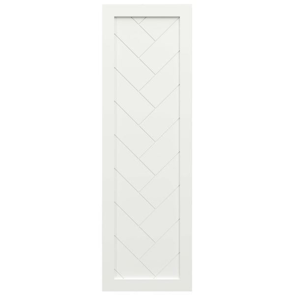 Ekena Millwork True Fit PVC Single Panel Herringbone Modern Style Fixed Mount Shutters, Unfinished, 18W x 57H, PR - TFP001HB18X057UN