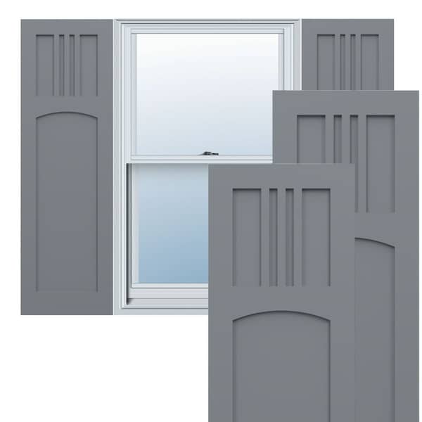 Ekena Millwork True Fit PVC San Miguel Mission Style Fixed Mount Shutters, Ocean Swell, 12W x 52H, PR - TFP001SM12X052CH