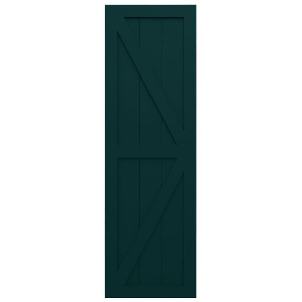 Ekena Millwork True Fit PVC Two Equal Panel Farmhouse Fixed Mount Shutters w/ Z-Bar, Thermal Green , 15W x 49H, PR - TFP102FH15X049FG