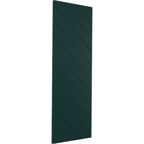Ekena Millwork 15W x 38H True Fit PVC Diagonal Slat Modern Style Fixed Mount Shutters, Thermal Green, PR - TFP001DG15X038FG