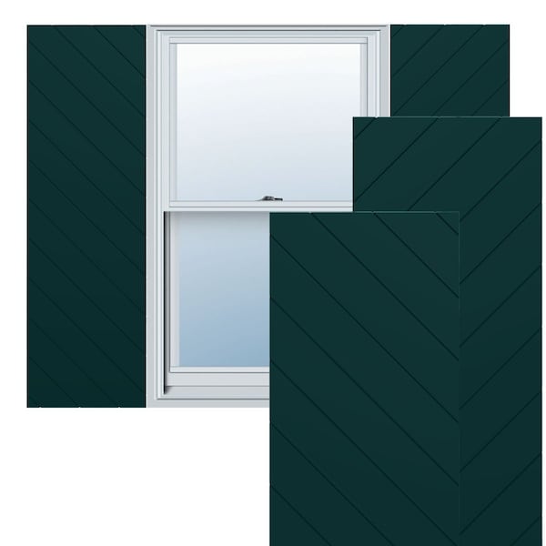 Ekena Millwork 15W x 38H True Fit PVC Diagonal Slat Modern Style Fixed Mount Shutters, Thermal Green, PR - TFP001DG15X038FG