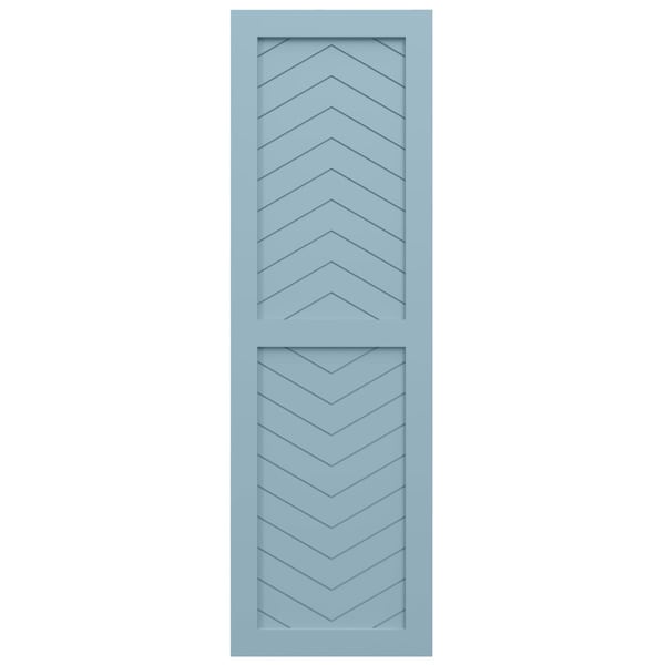 Ekena Millwork True Fit PVC Two Panel Chevron Modern Style Fixed Mount Shutters, Peaceful Blue, 15W x 59H, PR - TFP101CV15X059SB