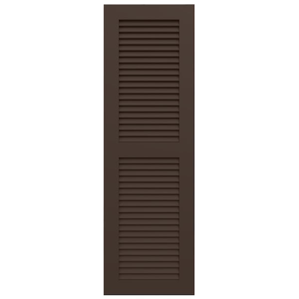 Ekena Millwork True Fit PVC Two Equal Louver Shutters, Raisin Brown, 15W x 29H, PR - TFP101LVF15X029TB