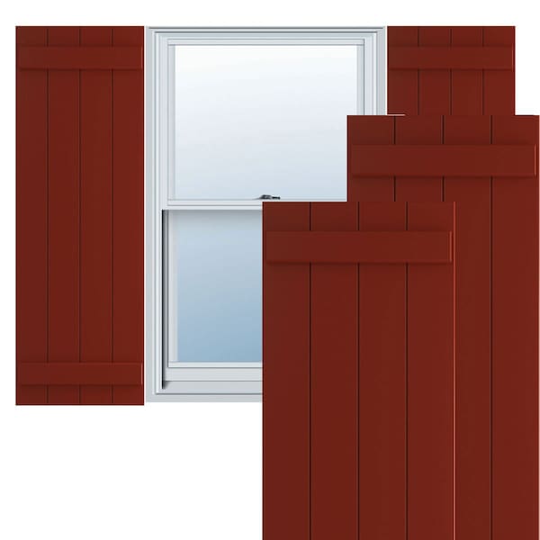 Ekena Millwork True Fit PVC Four Board Joined Board-n-Batten Shutters, Pepper Red, 21 1/2W x 69H, PR - TFP101BBF21X069MR