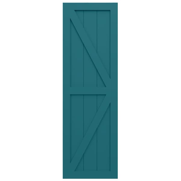 Ekena Millwork True Fit PVC Two Equal Panel Farmhouse Fixed Mount Shutters w/ Z-Bar, Antigua , 15W x 48H, PR - TFP102FH15X048AN