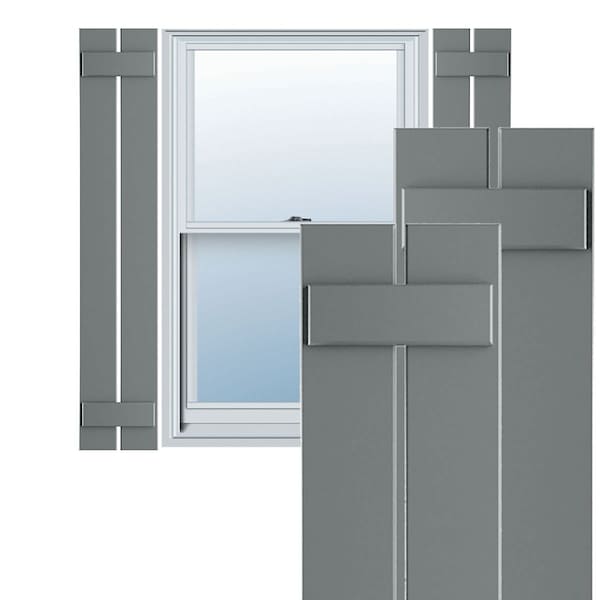 Ekena Millwork True Fit PVC Two Board Spaced Board-n-Batten Shutters, Ocean Swell, 11 1/4W x 36H, PR - TFP101SBF11X036CH