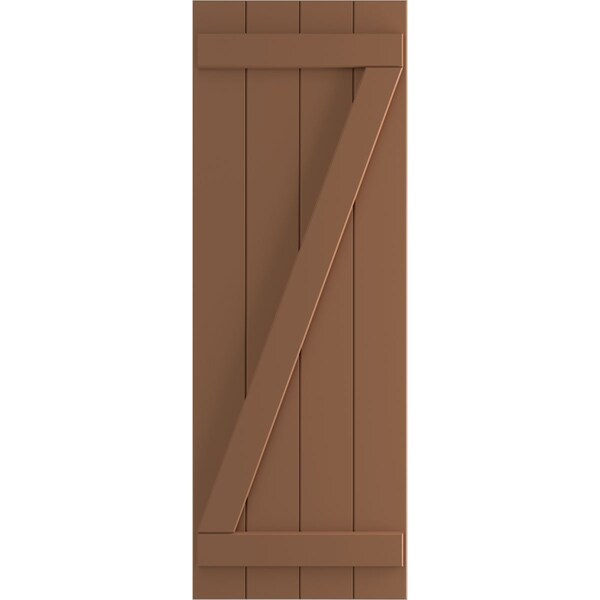 Ekena Millwork True Fit PVC, Four Board Joined Board-n-Batten Shutters w/Z-Bar, Burnt Toffee , 21 1/2W x 50H, PR - TFP102BBF21X050BT
