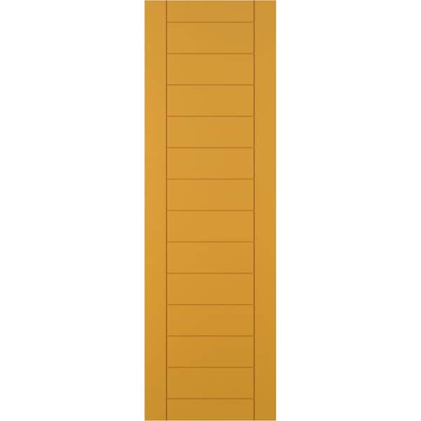 Ekena Millwork True Fit PVC Horizontal Slat Framed Modern Style Fixed Mount Shutters, Turmeric, 18W x 27H, PR - TFP001HF18X027TU