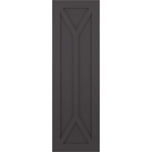 Ekena Millwork True Fit PVC San Carlos Mission Style Fixed Mount Shutters, Shadow Mountain, 15W x 46H, PR - TFP001SC15X046SM