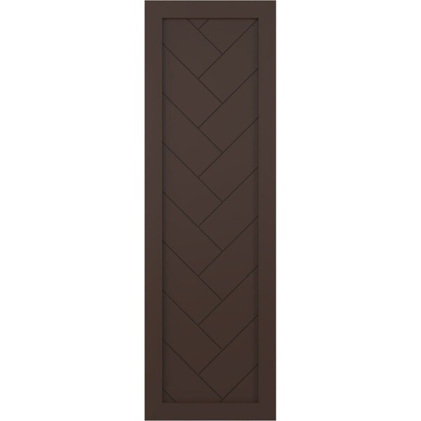 Ekena Millwork True Fit PVC Single Panel Herringbone Modern Style Fixed Mount Shutters, Raisin Brown, 12W x 33H, PR - TFP001HB12X033TB