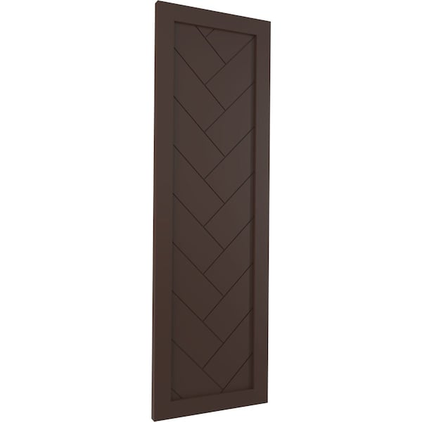 Ekena Millwork True Fit PVC Single Panel Herringbone Modern Style Fixed Mount Shutters, Raisin Brown, 12W x 33H, PR - TFP001HB12X033TB