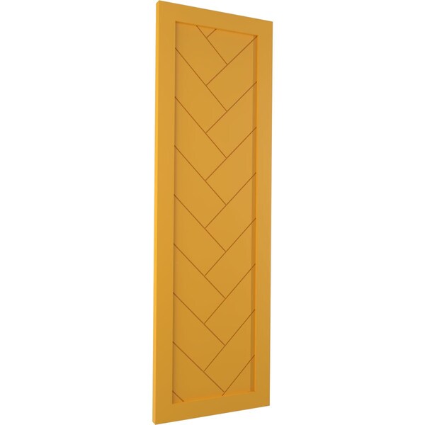 Ekena Millwork True Fit PVC Single Panel Herringbone Modern Style Fixed Mount Shutters, Turmeric, 18W x 28H, PR - TFP001HB18X028TU