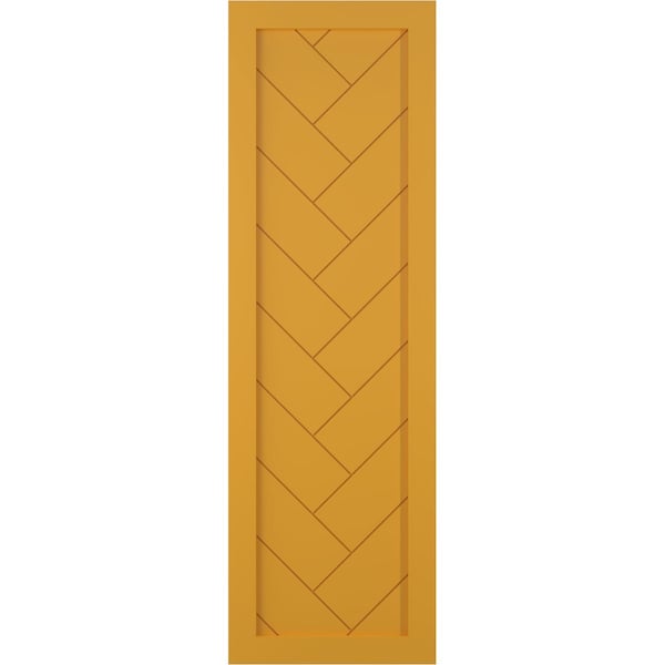 Ekena Millwork True Fit PVC Single Panel Herringbone Modern Style Fixed Mount Shutters, Turmeric, 18W x 28H, PR - TFP001HB18X028TU
