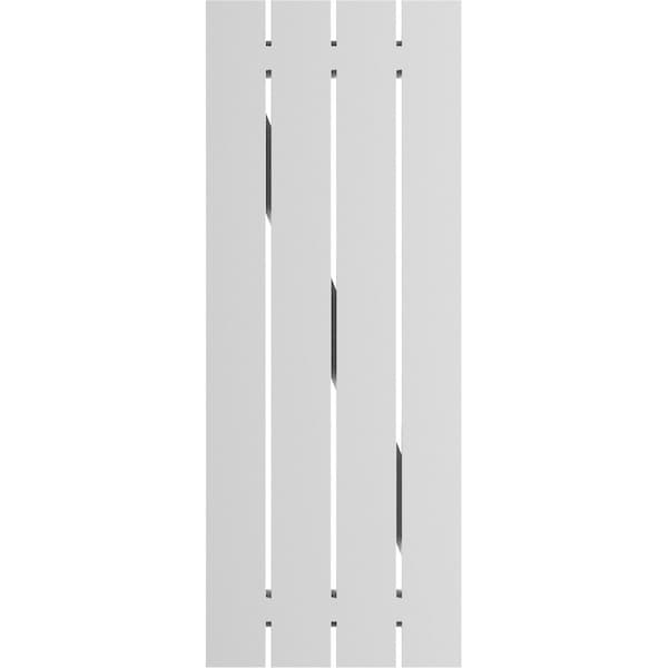 Ekena Millwork True Fit PVC, Four Board Spaced Board-n-Batten Shutters w/Z-Bar, Unfinished , 23W x 69H, PR - TFP102SB23X069UN