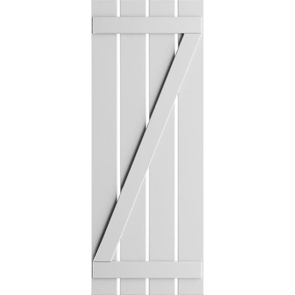 Ekena Millwork True Fit PVC, Four Board Spaced Board-n-Batten Shutters w/Z-Bar, Unfinished , 23W x 69H, PR - TFP102SB23X069UN
