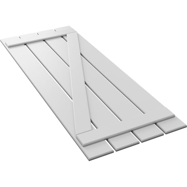 Ekena Millwork True Fit PVC, Four Board Spaced Board-n-Batten Shutters w/Z-Bar, Unfinished , 23W x 69H, PR - TFP102SB23X069UN