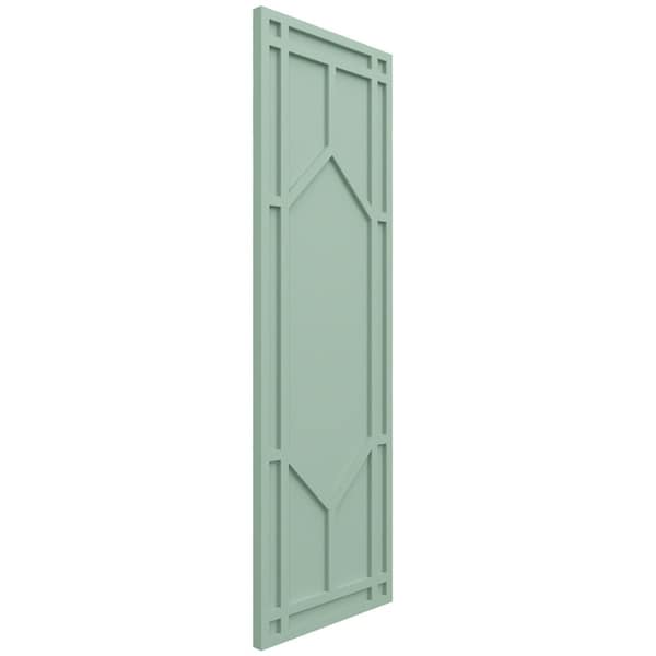 Ekena Millwork True Fit PVC Shaker Fixed Mount Shutters, Seaglass, 12W x 43H, PR - TFP001SK12X043SG