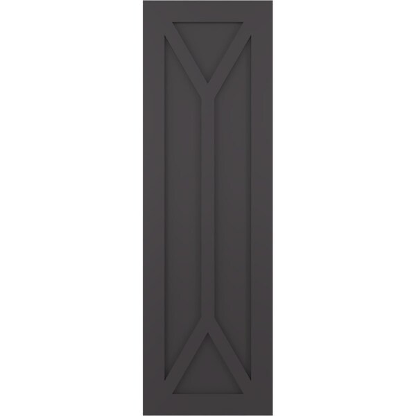 Ekena Millwork True Fit PVC San Carlos Mission Style Fixed Mount Shutters, Shadow Mountain, 18W x 64H, PR - TFP001SC18X064SM