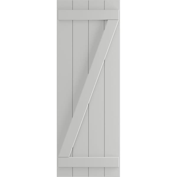 Ekena Millwork True Fit PVC Four Board Joined Board-n-Batten Shutters w/Z-Bar, Hailstorm Gray , 21 1/2W x 60H, PR - TFP102BBF21X060ST