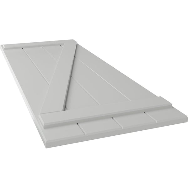 Ekena Millwork True Fit PVC Four Board Joined Board-n-Batten Shutters w/Z-Bar, Hailstorm Gray , 21 1/2W x 60H, PR - TFP102BBF21X060ST