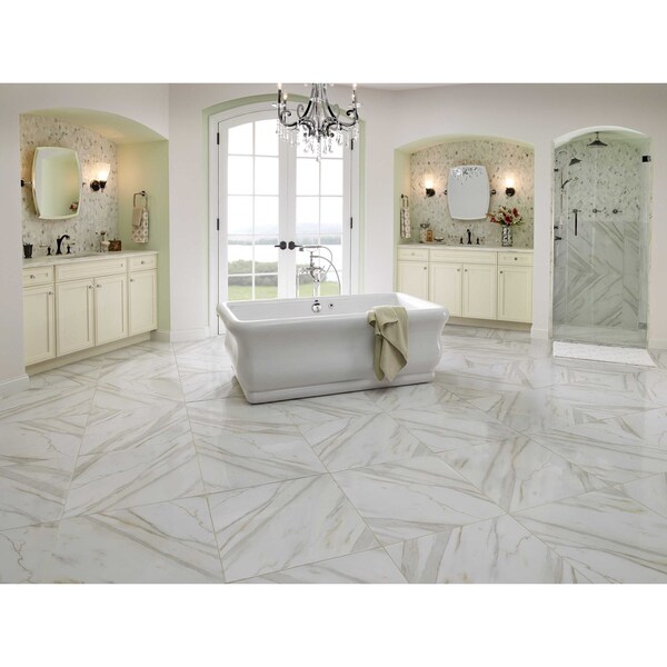 Msi Pietra Calacatta 24 In. X 24 In. Glazed Porcelain Floor And Wall Tile, 4PK - ZOR-PT-0407