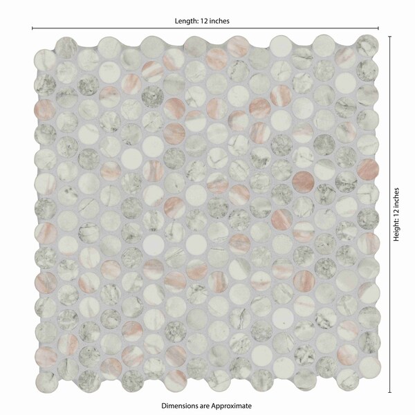 Msi Briar Rosa Pennyround 12  in. X 12  in. Matte Glass Mosaic Tile, 15PK - ZOR-MD-0623