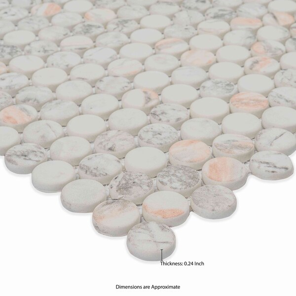 Msi Briar Rosa Pennyround 12  in. X 12  in. Matte Glass Mosaic Tile, 15PK - ZOR-MD-0623