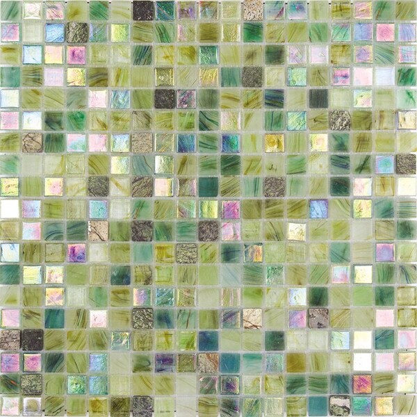 Apollo Tile Mingles 11.6in x 11.6in Glossy Emerald Green Glass Mosaic Wall and Floor Tile 18.69 sqft/case, 10PK - MIX1588GN447A
