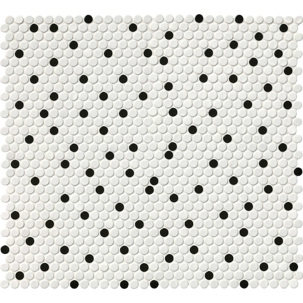 Msi Penny Round Bianco 11.3 In. X 12.2 In. X 6 Mm Ceramic Mesh-Mounted Mosaic Tile, 15PK - ZOR-MD-0220