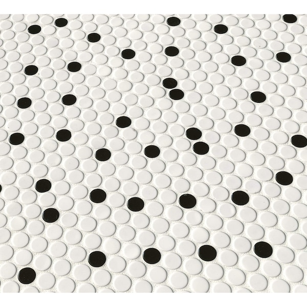 Msi Penny Round Bianco 11.3 In. X 12.2 In. X 6 Mm Ceramic Mesh-Mounted Mosaic Tile, 15PK - ZOR-MD-0220