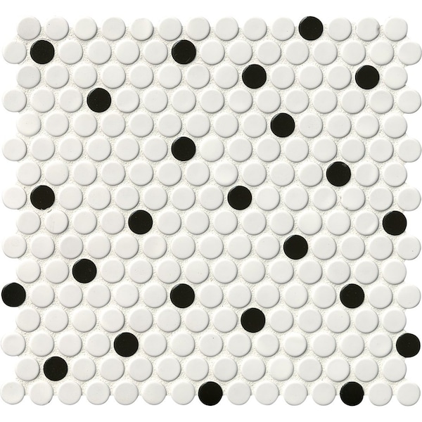 Msi Penny Round Bianco 11.3 In. X 12.2 In. X 6 Mm Ceramic Mesh-Mounted Mosaic Tile, 15PK - ZOR-MD-0220