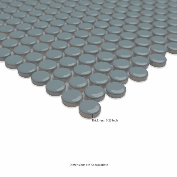 Msi Cielo Azul Pennyround 11  in. X 12  in. Glossy Porcelain Mosaic Floor And Wall Tile, 15PK - ZOR-MD-0626