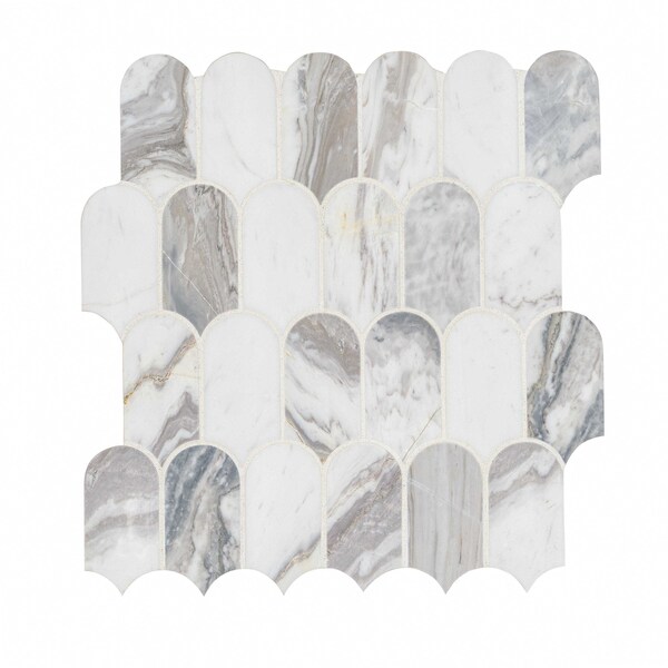 Msi Edessa Scallop Sample Polihsed Marble Mosaic Floor And Wall Tile - ZOR-MD-0618-SAM