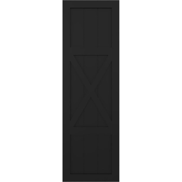 Ekena Millwork True Fit PVC Center X-Board Farmhouse Fixed Mount Shutters, Black , 12W x 27H, PR - TFP107FH12X027BL