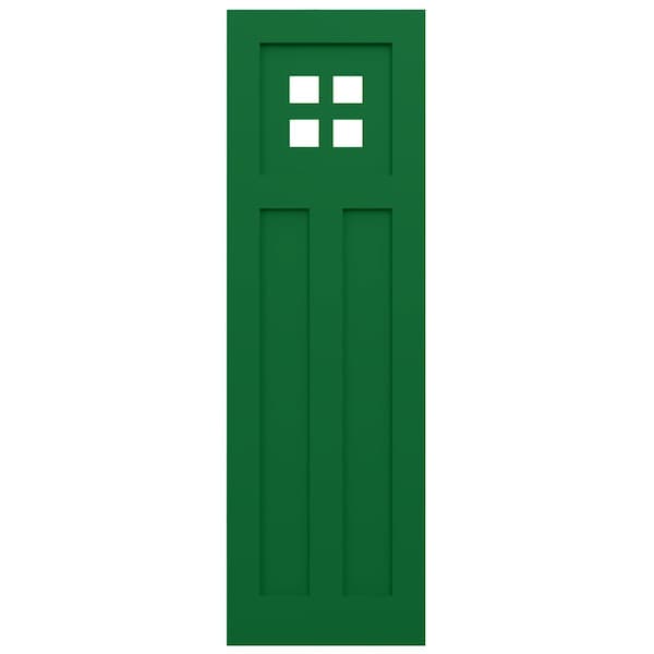 Ekena Millwork True Fit PVC San Antonio Mission Style Fixed Mount Shutters, Viridian Green, 12W x 37H, PR - TFP001ST12X037HG