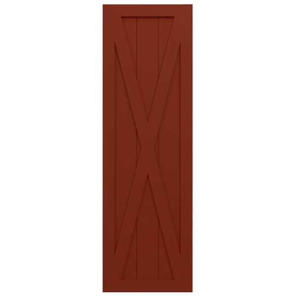 Ekena Millwork True Fit PVC Single X-Board Farmhouse Fixed Mount Shutters, Pepper Red, 18W x 33H, PR - TFP001FH18X033MR