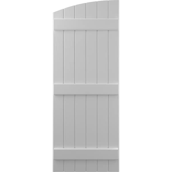 Ekena Millwork Americraft 6-Board (3 Batten) Wood Joined Board-n-Batten Shutters w/ Ellipt Top, ARW401BE621X48PRH - ARW401BE621X48PRH