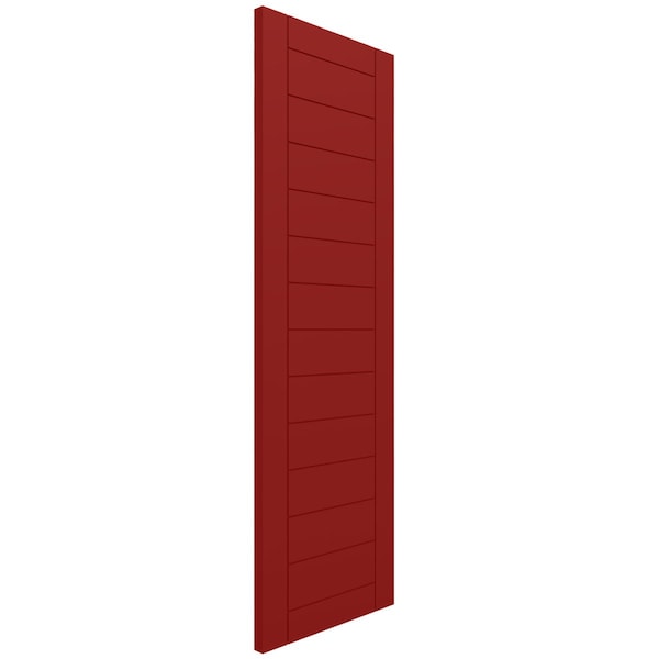 Ekena Millwork True Fit PVC Horizontal Slat Framed Modern Style Fixed Mount Shutters, Fire Red, 18W x 28H, PR - TFP001HF18X028BR