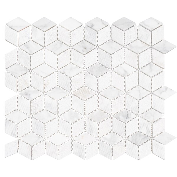 Andova Tiles SAMPLE Cubit 1 x 2 Marble Grid Mosaic Wall  Floor Tile - SAM-ANDCUB325