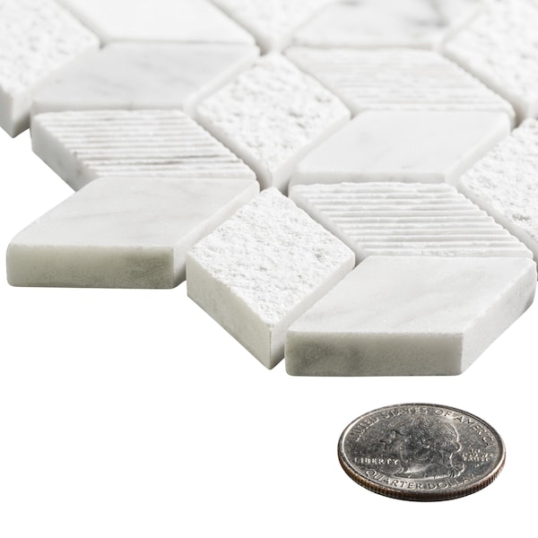 Andova Tiles SAMPLE Cubit 1 x 2 Marble Grid Mosaic Wall  Floor Tile - SAM-ANDCUB325